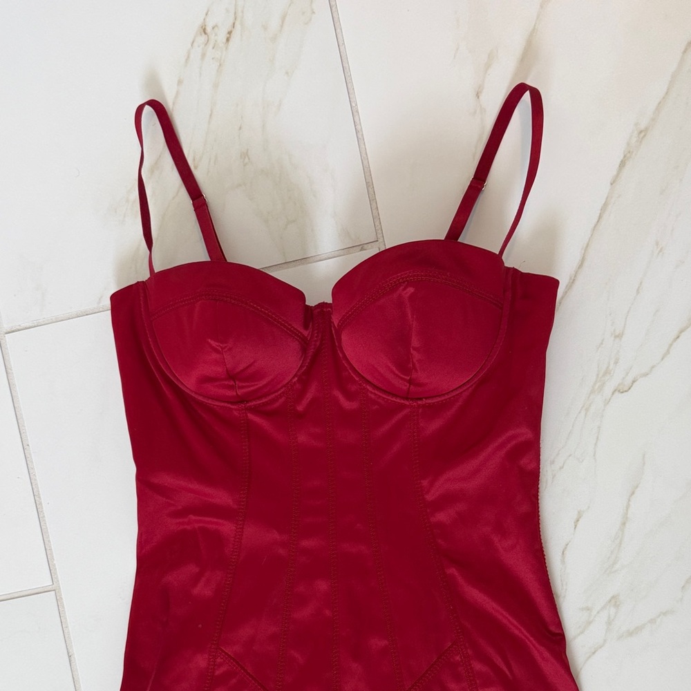 Marciano Red Mini Dress with Ruffle Hem - Picture 2 of 5